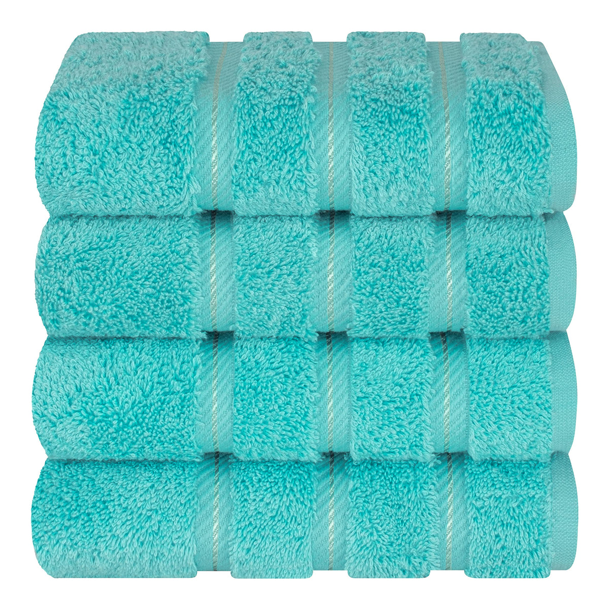 Turquoise towel draped in a bathroom for a luxurious look.