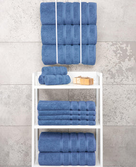 Vibrant electric blue shade enhances bathroom aesthetics and easy coordination.