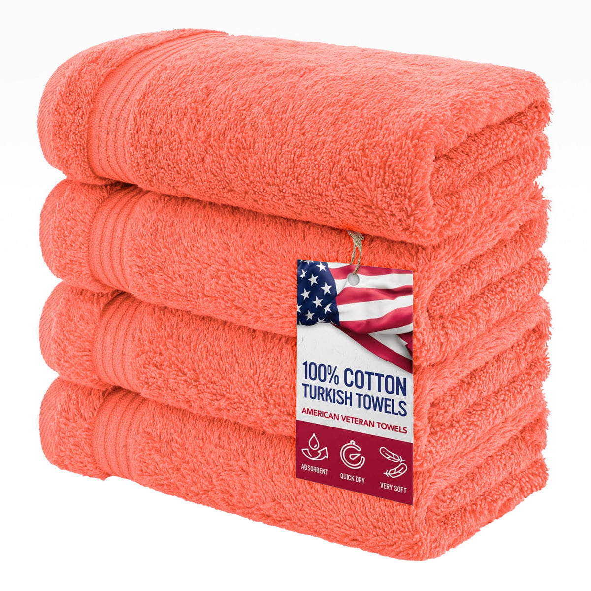 American Veteran Towel coral-hand-towels-set for stylish bathroom upgrade with absorbent performance.