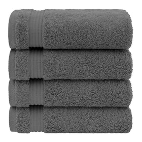 American Veteran Towel dark gray towels rolled in bathroom for spa-like setup