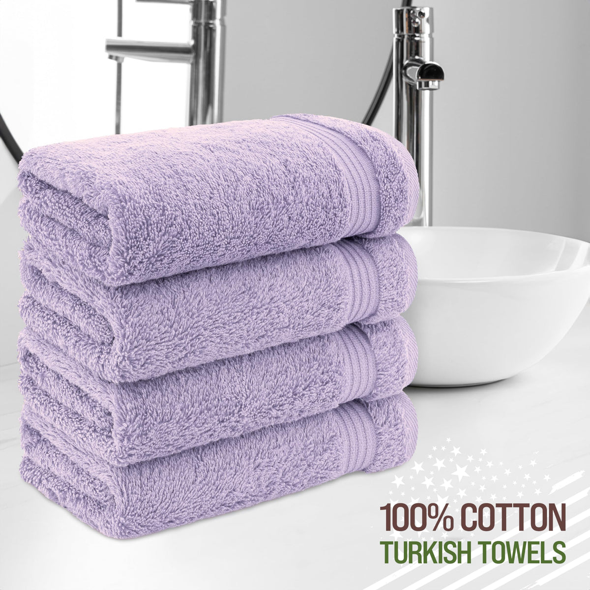 American Veteran Towel lilac hand towel folded, inviting soft, luxurious bathroom feel