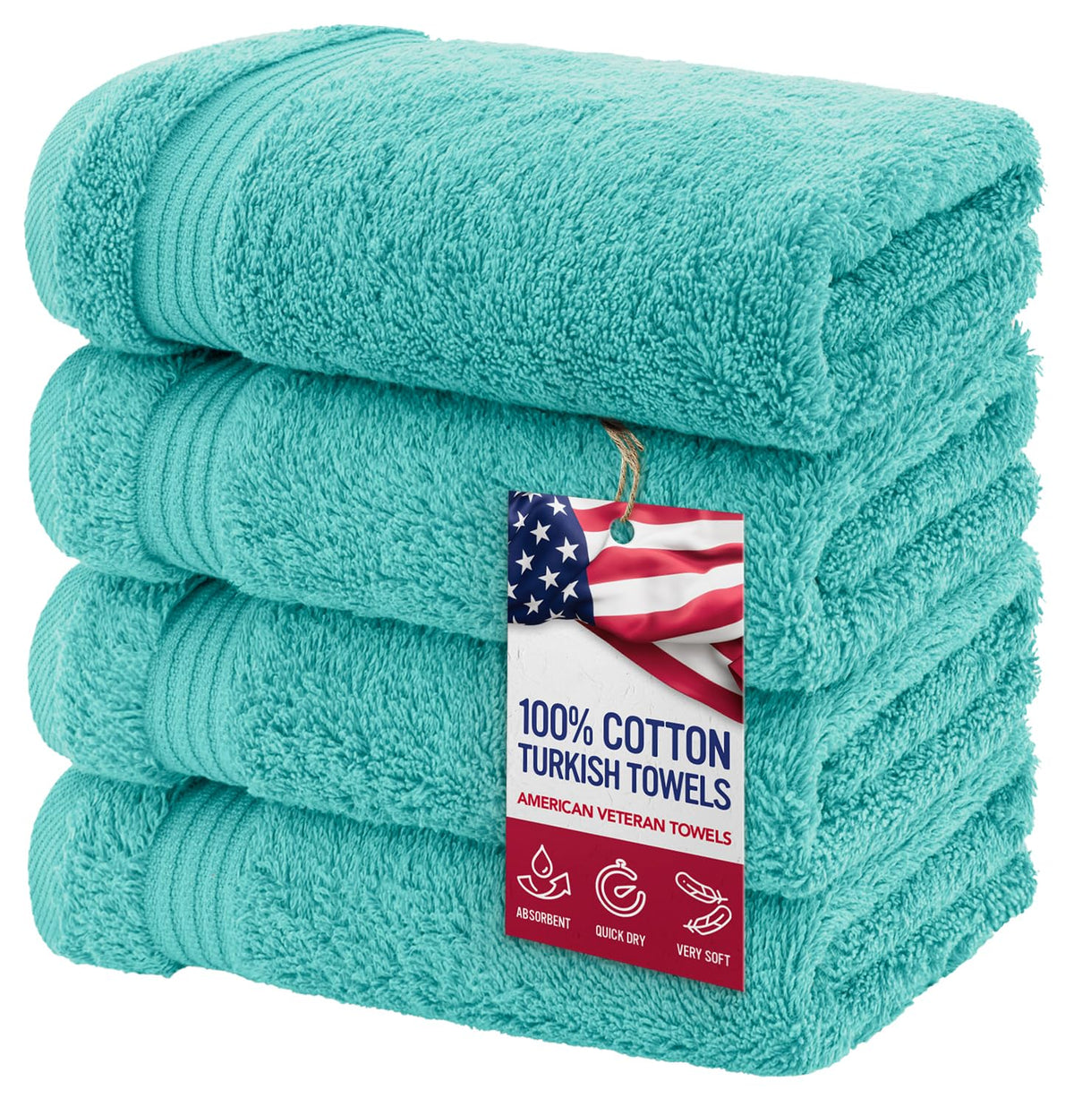 American Veteran Towel turquoise close-up texture showing plush softness and absorbency