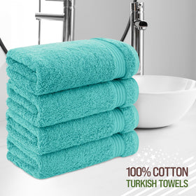 American Veteran Towel turquoise hand-towels set four pieces laid out for bath use