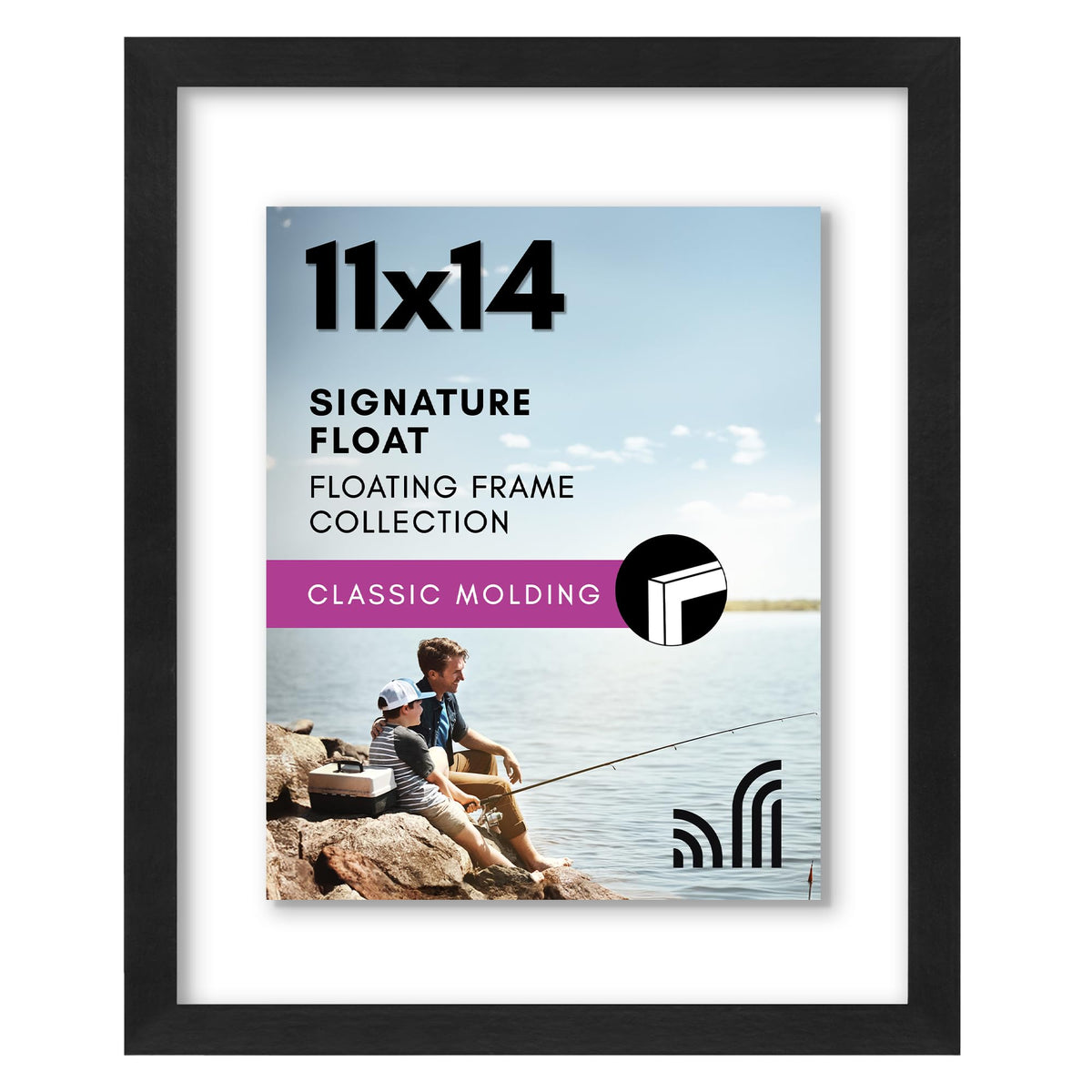 Americanflat floating frame 11x14 with crystal-clear glass creates a stunning float display.