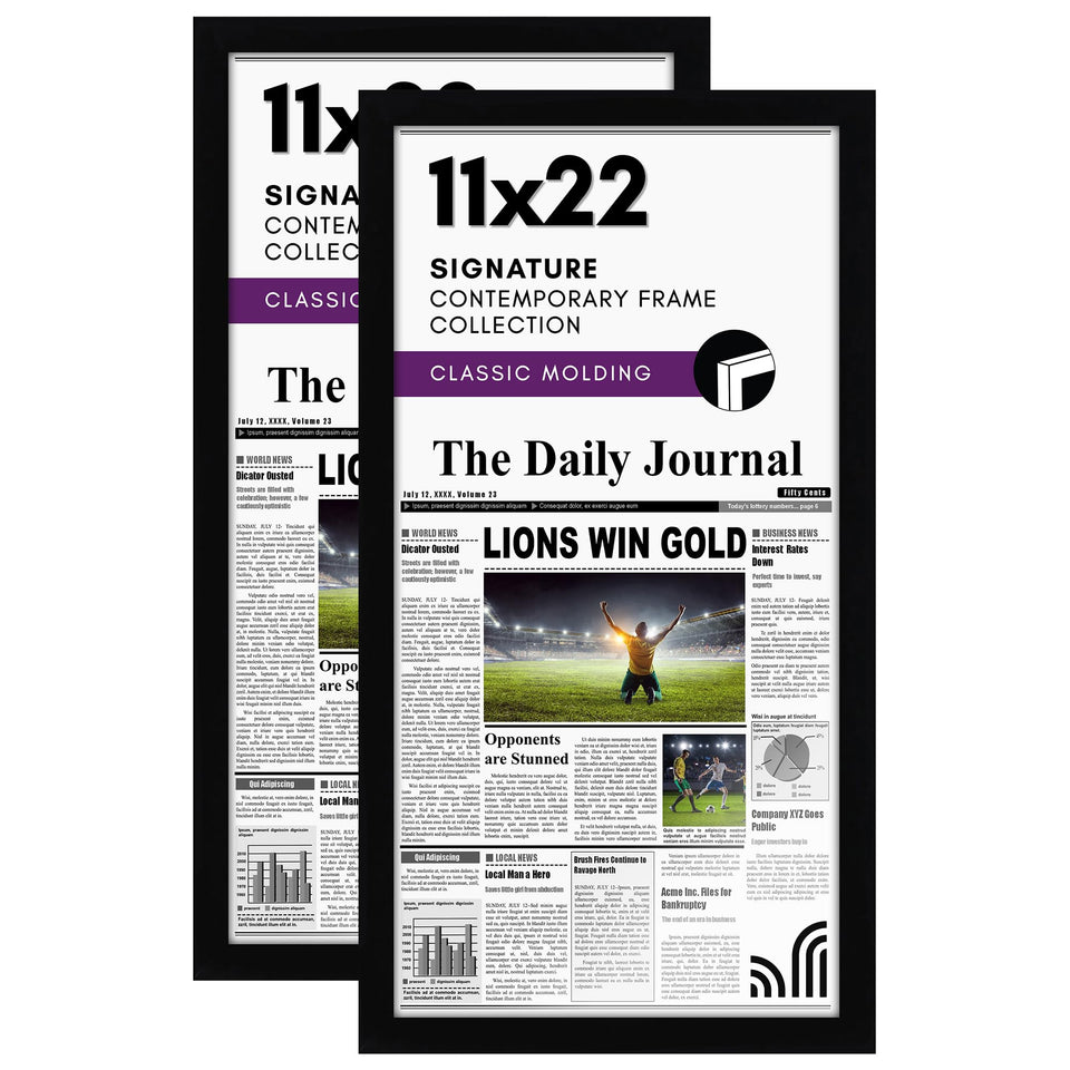 Americanflat 11x22 newspaper frame with polished plexiglass for clear article display