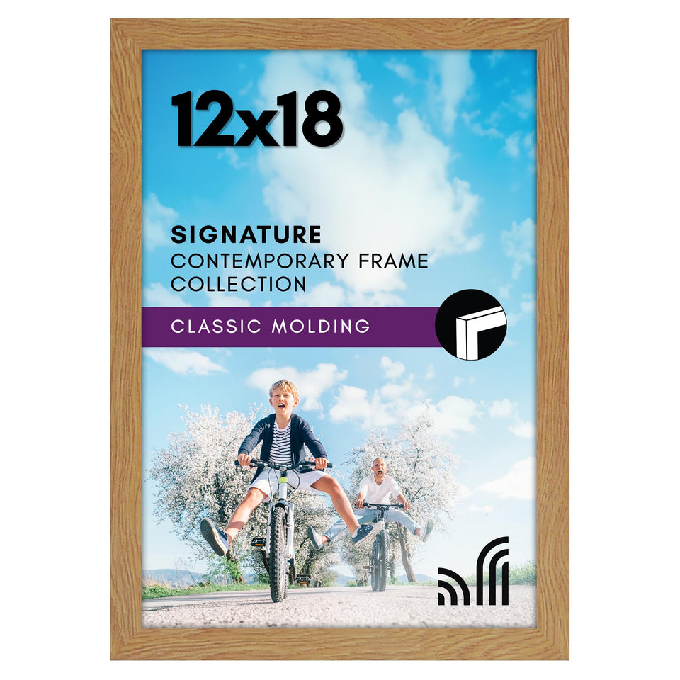 Americanflat 12x18 dark oak frame front view with gallery-style elegance for wall display.