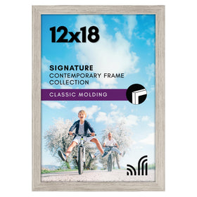 Americanflat 12x18 driftwood frame front with shatter-resistant glass for clear memories.