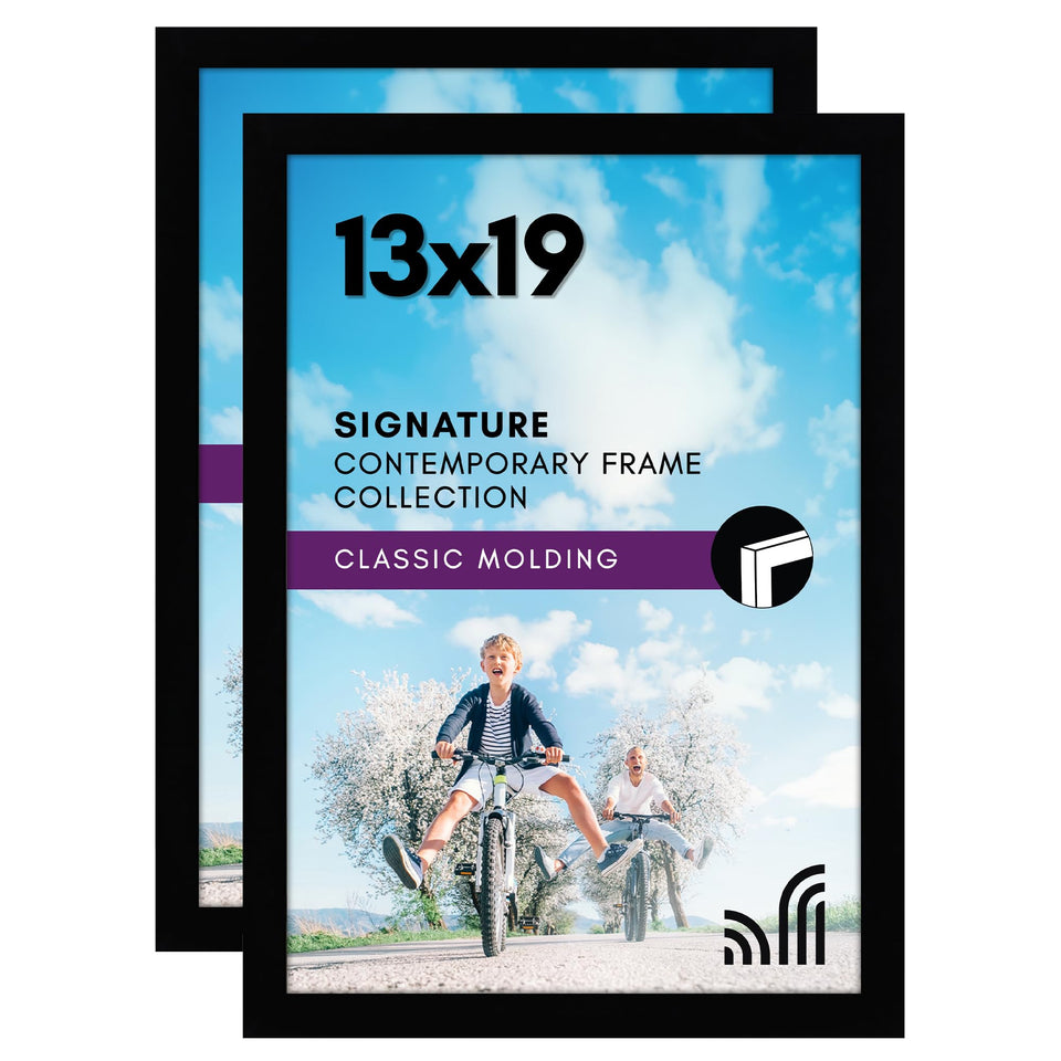 Americanflat 13x19 frame with shatter-resistant glass protecting photos from dust