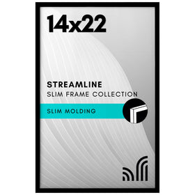 Americanflat 14x22 black frame with slim border and polished plexiglass for clear wall display