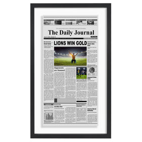 Americanflat 15x26 newspaper frame with floating front highlighting the article display