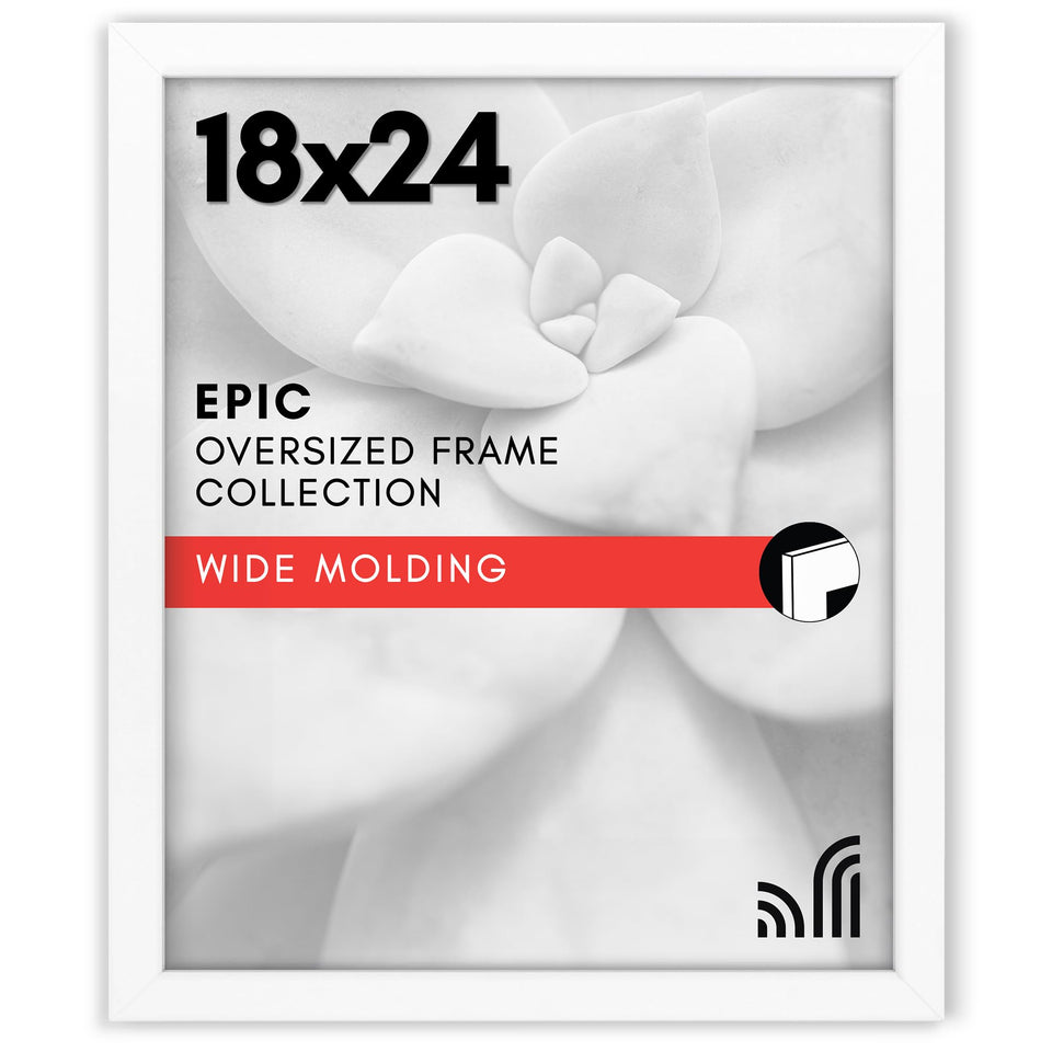 Americanflat 18x24 white poster frame with plexiglass front for a crystal-clear display