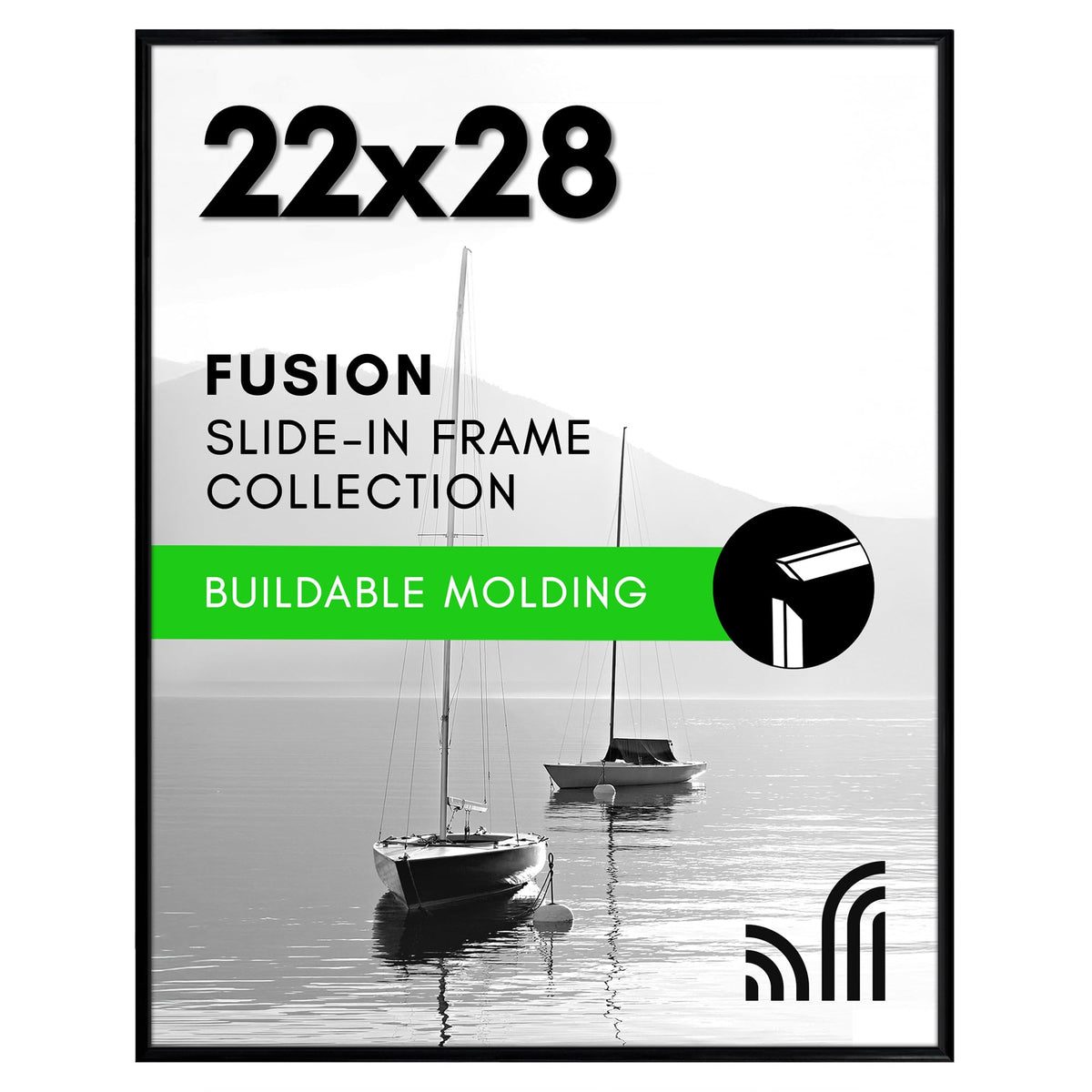 Americanflat 22x28 frame with polished front cover for a crystal-clear display.