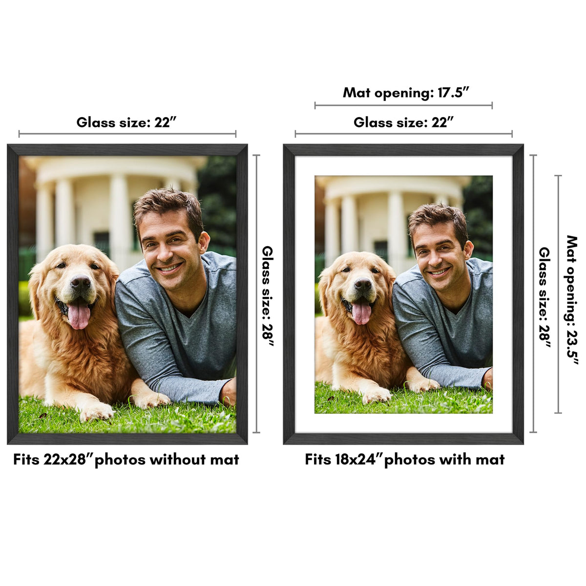 Americanflat frame shows 18x24 display using the included mat for versatile wall styling.
