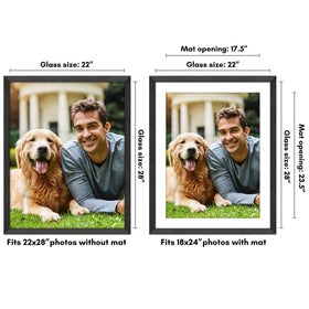 Americanflat frame shows 18x24 display using the included mat for versatile wall styling.