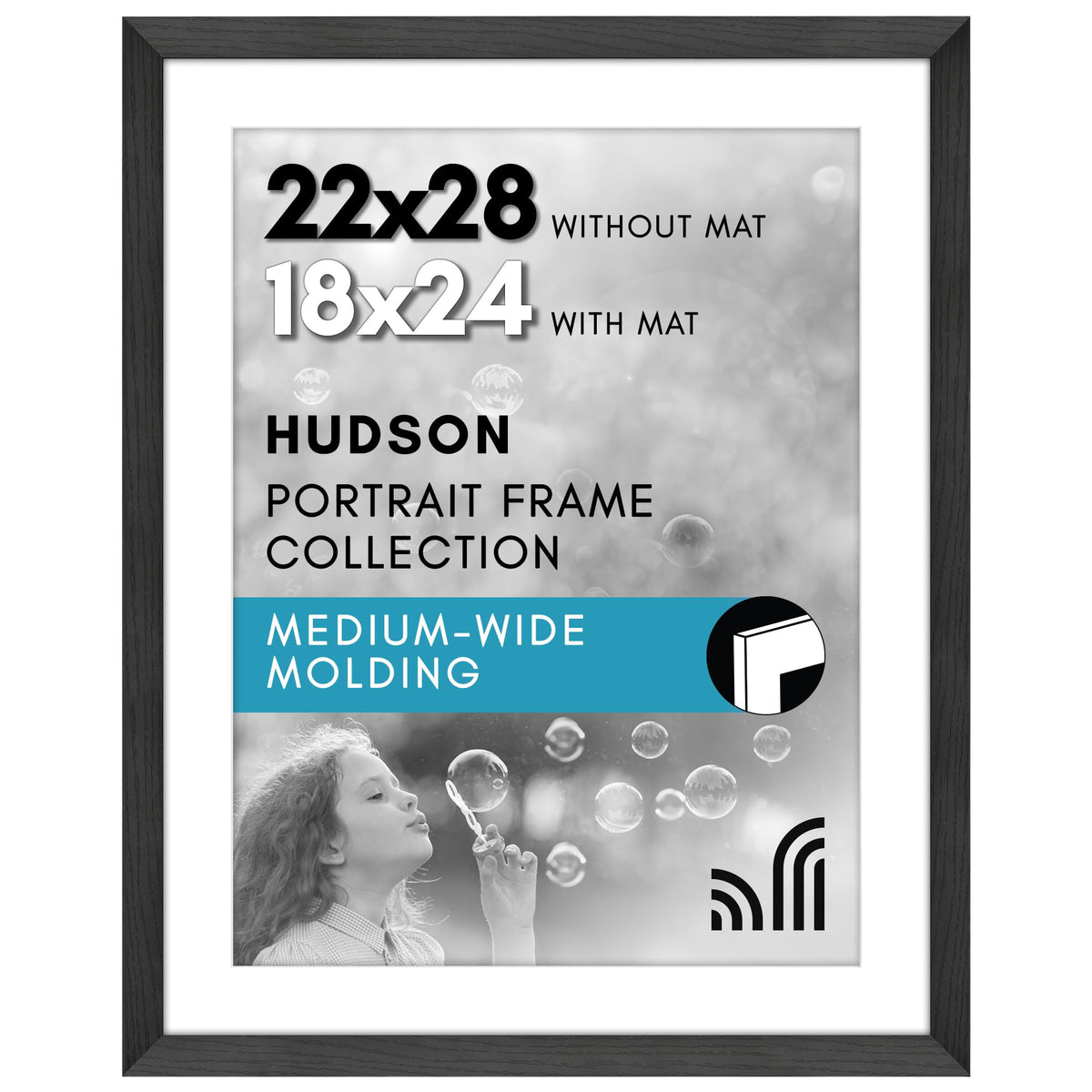 Americanflat 22x28 poster frame with polished plexiglass front for crystal-clear display.