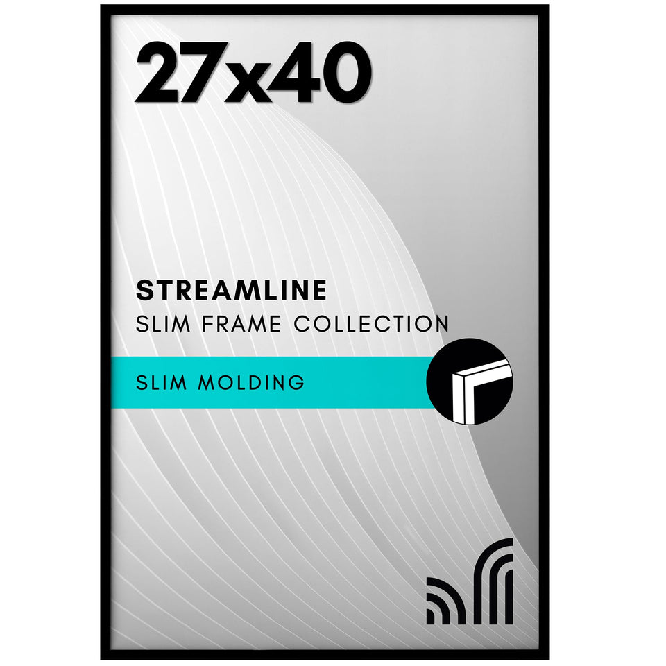 Americanflat 27x40 frame with polished plexiglass for crystal-clear viewing and dust protection.
