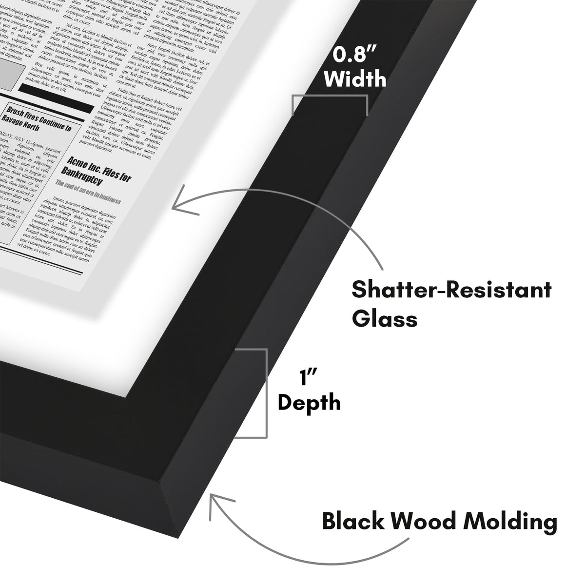 Americanflat shatter-resistant glass front preserves newspaper clarity