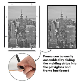 Americanflat black frame supports vertical and horizontal wall layouts.