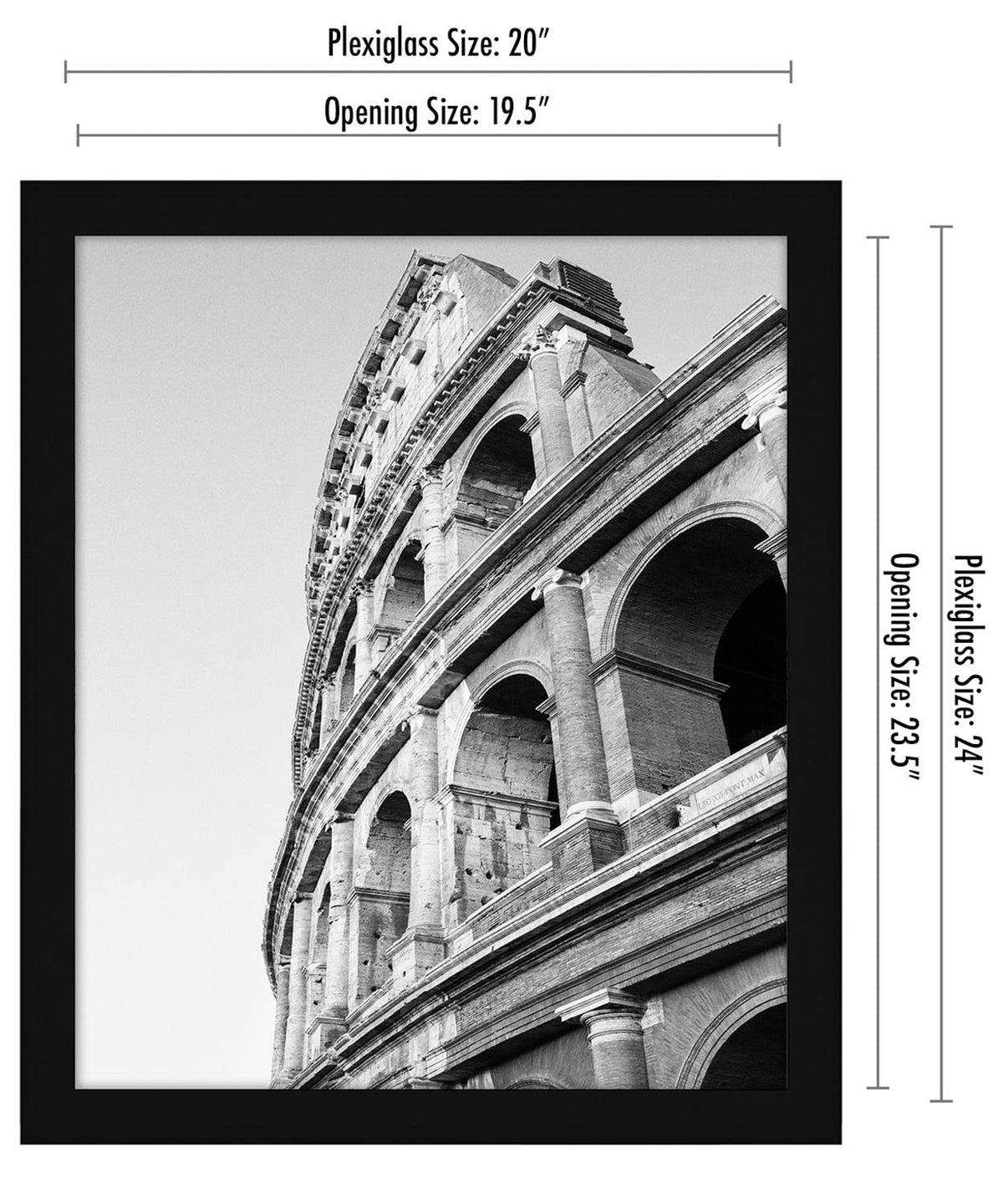 Black frame with wide molding showcased from the side