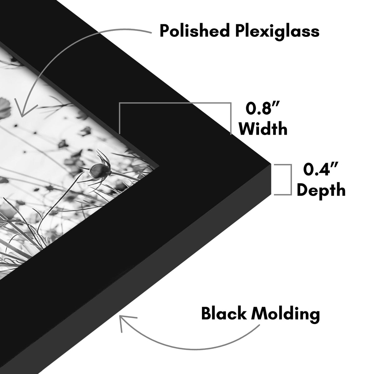 Americanflat black matte frame mounted on wall adds modern decor appeal.