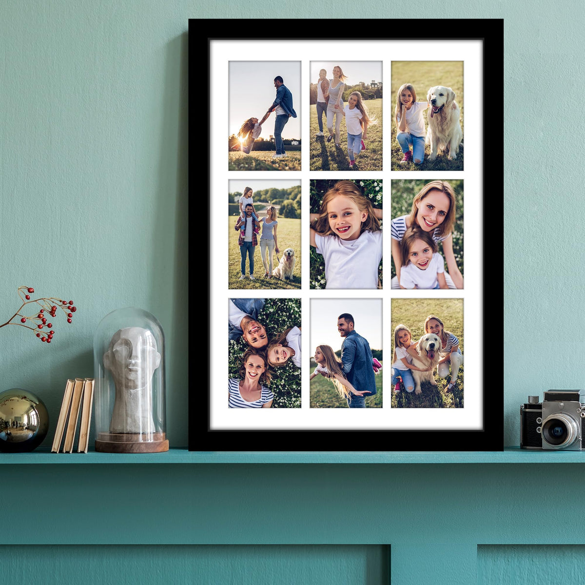 Americanflat black wall display complements decor while keeping memories in view