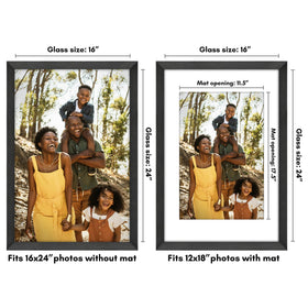 Americanflat black woodgrain finish 16x24 frame for wall-ready display.