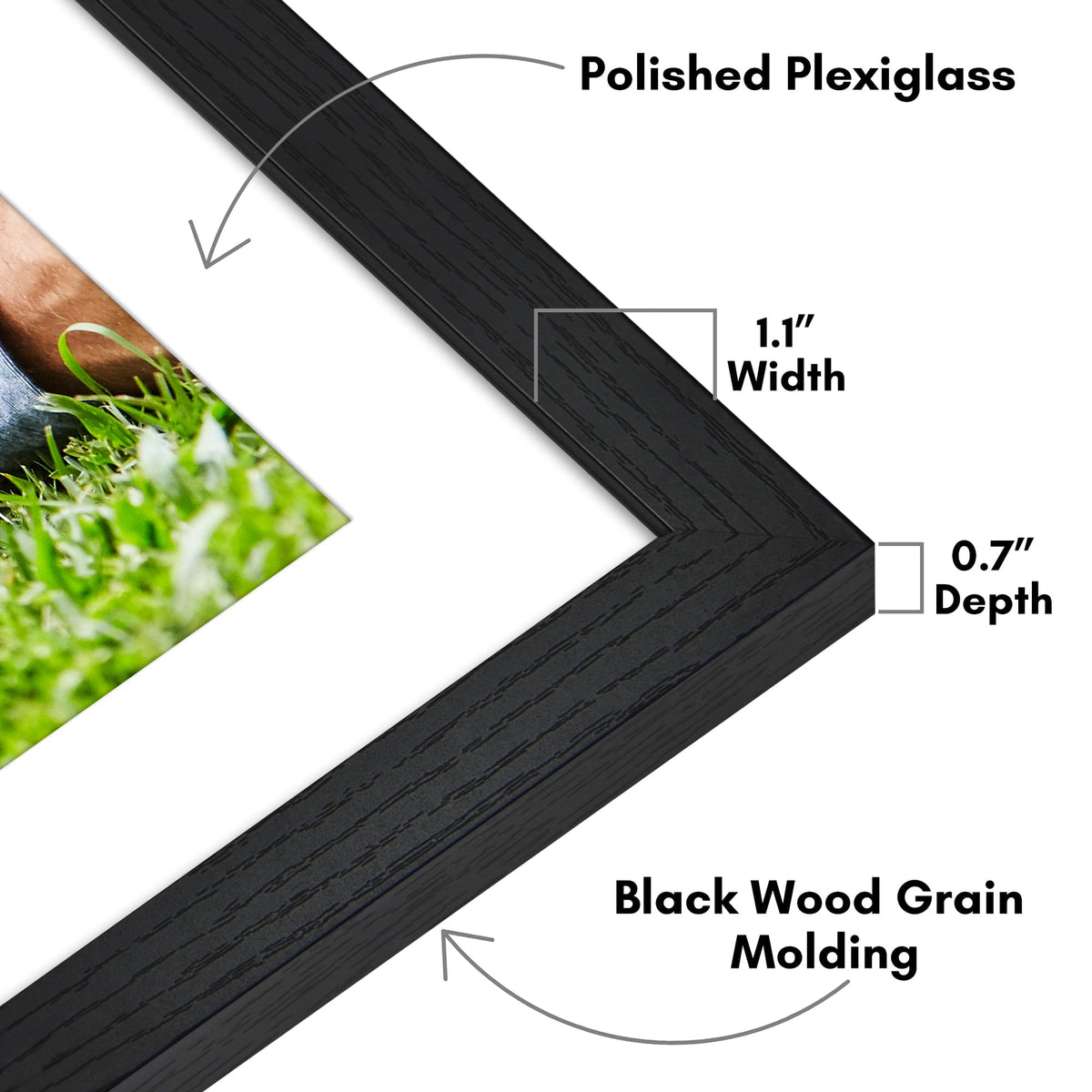 Americanflat black woodgrain finish enhances any photo display.