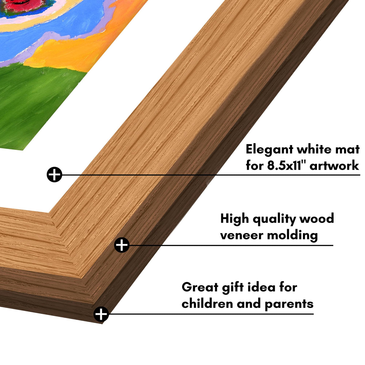 Americanflat frame with built-in keyholes for horizontal or vertical mounting.