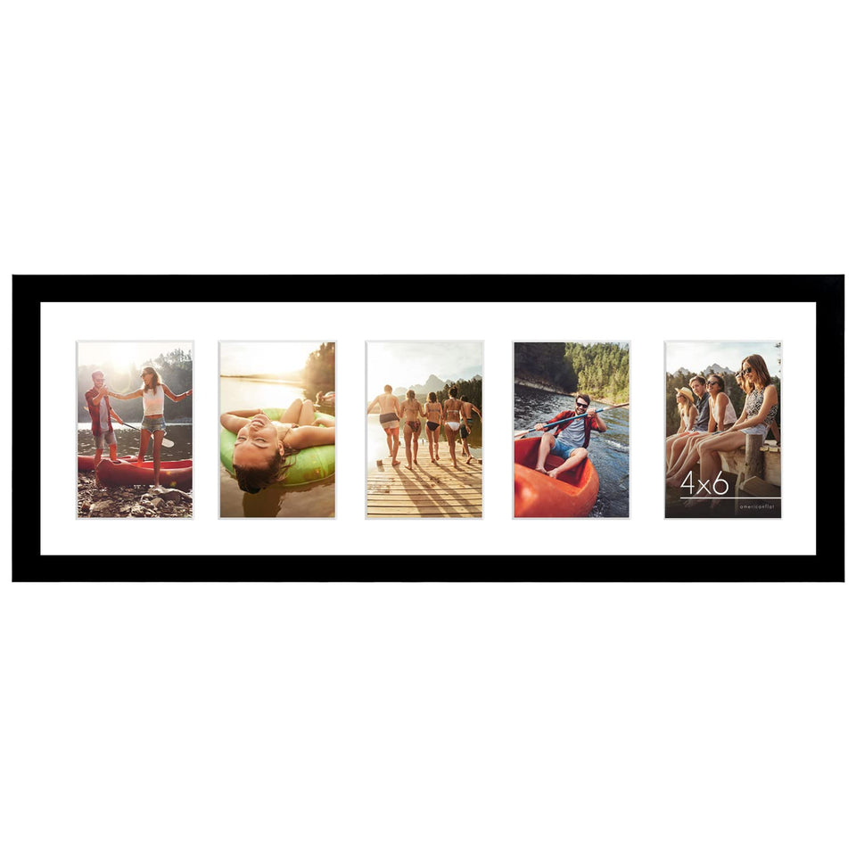 Americanflat collage frame with five 4x6 photos and mat for organized wall display.
