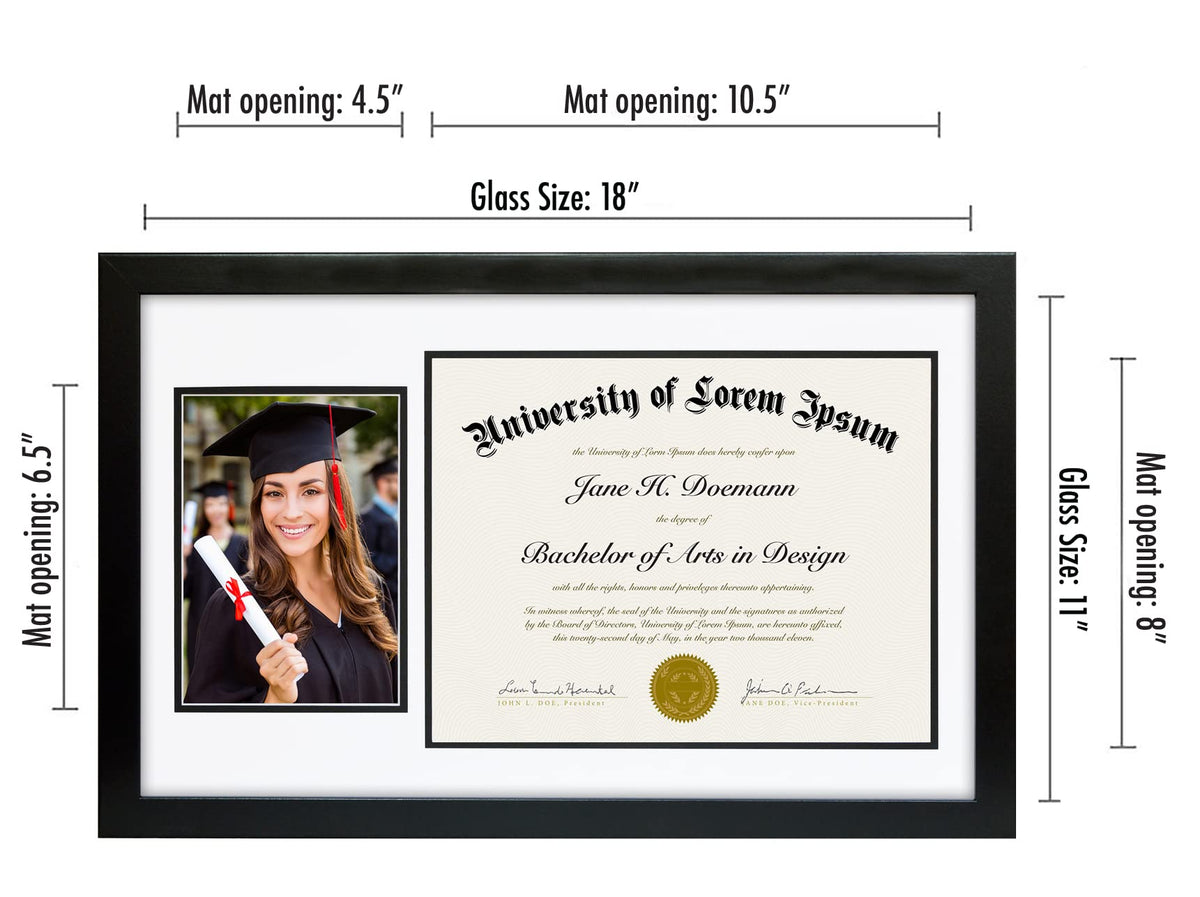 Americanflat diploma frame side view showing versatile wall-mount capability for vertical or horizontal display