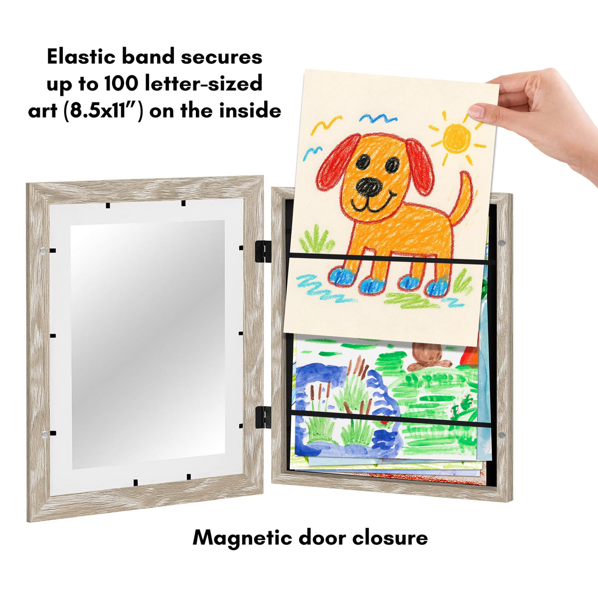 Americanflat driftwood frame vertical wall mount for flexible arrangement.