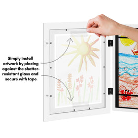 Front-loading design makes rotating art effortless for busy families.