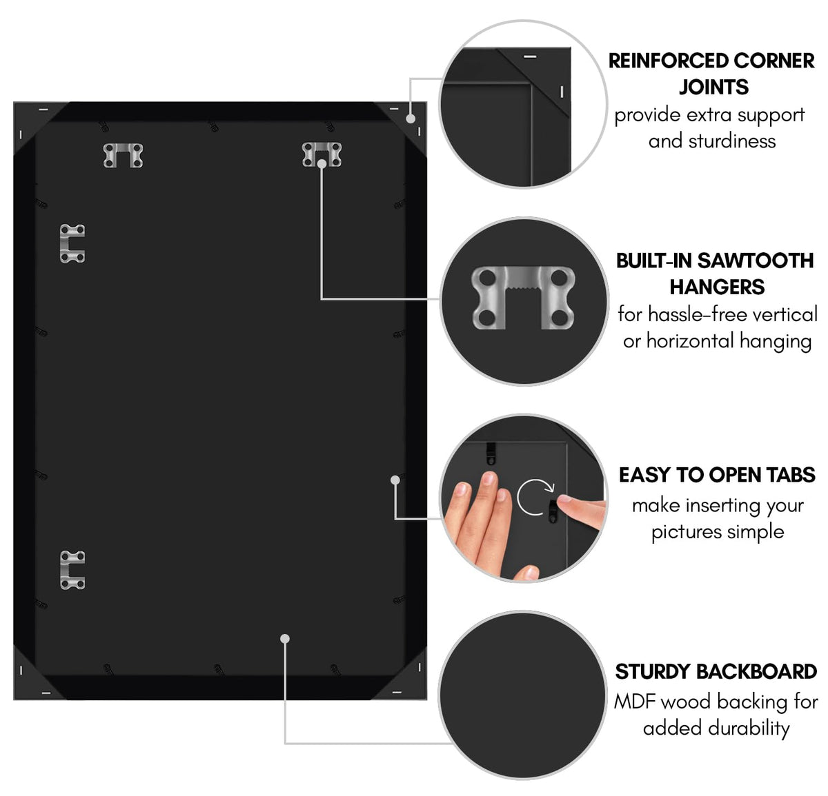 Americanflat frame uses turn buttons for quick photo swaps and tidy updates.