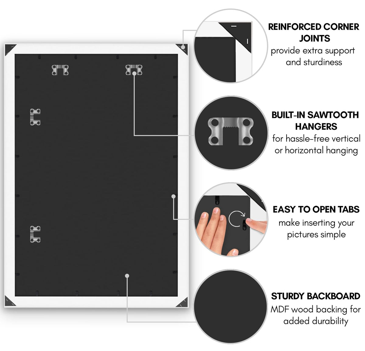 Americanflat easy photo swap turn buttons make updating displays quick and secure.