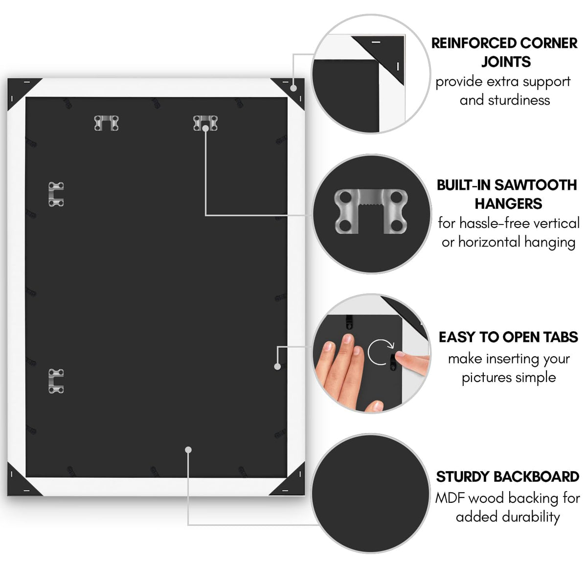 Americanflat turn-buttons allow easy photo swaps for fresh displays.