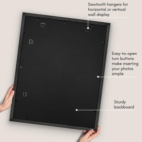 Americanflat frame features easy photo swapping with turn buttons for quick updates.