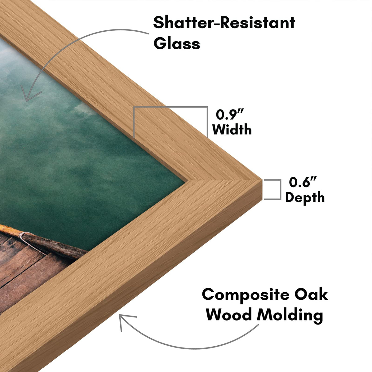 Americanflat engineered wood back provides sturdy support for 12x18 displays.