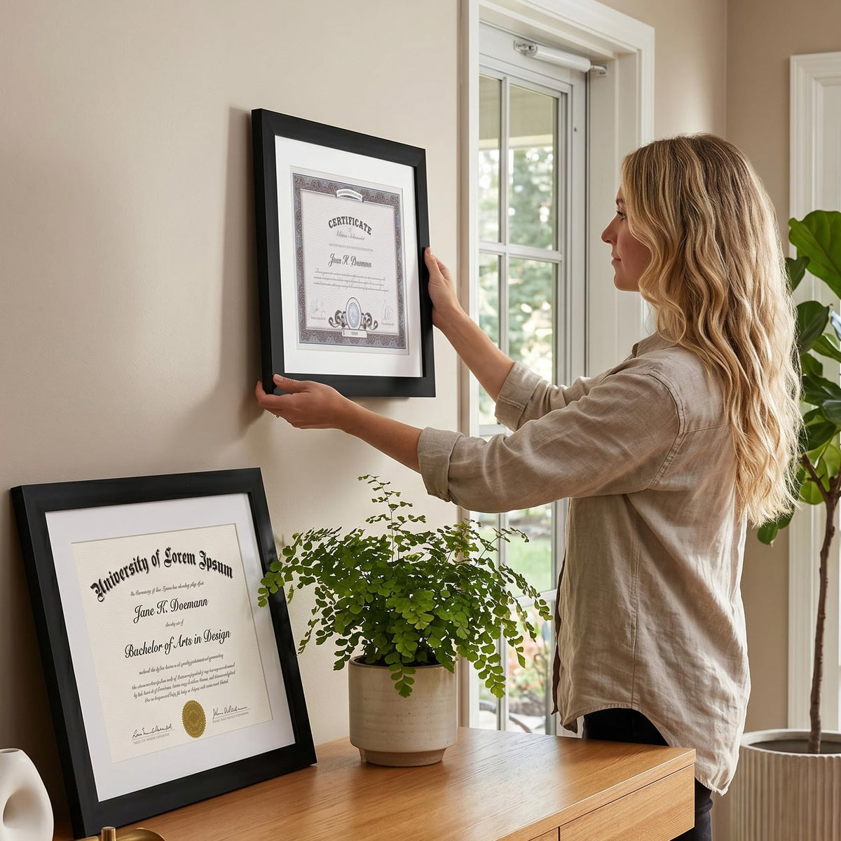 Americanflat engineered wood frame in black provides sturdy, stylish support.