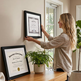 Americanflat engineered wood frame in black provides sturdy, stylish support.