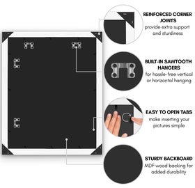 Americanflat engineered wood MDF frame back provides sturdy support for wall displays