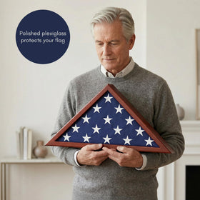 Americanflat flag case suitable for tabletop, mantel, or wall installation with hardware.