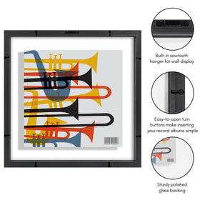 Black finish Americanflat floating frame adding a sleek modern touch
