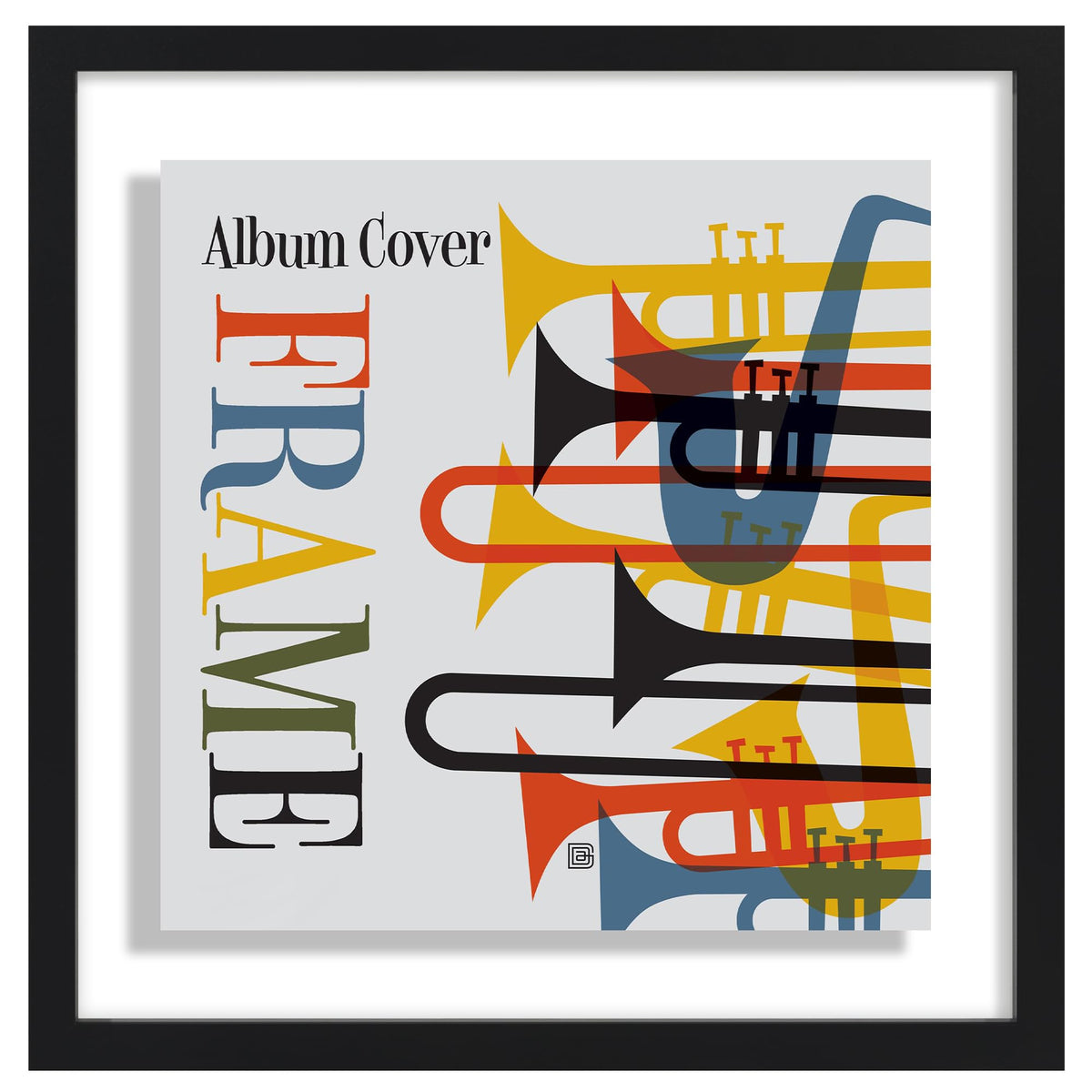 Americanflat floating frame front view displaying a vinyl album with a floating effect
