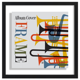 Americanflat floating frame front view displaying a vinyl album with a floating effect