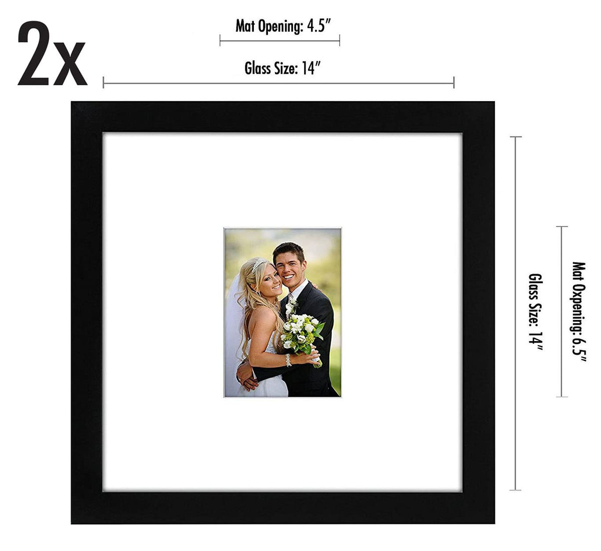 Americanflat 14x14 frame with mat option for 5x7 photos.