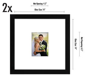 Americanflat 14x14 frame with mat option for 5x7 photos.