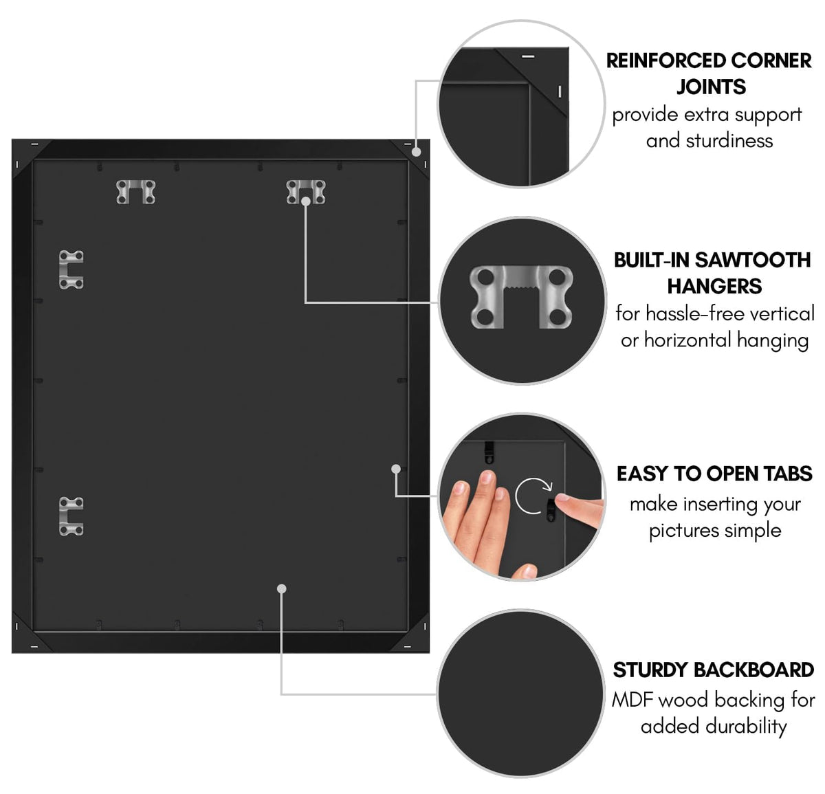 Backboard and secure hardware keep memories in place in Americanflat frame