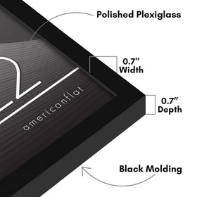 Americanflat frame includes hardware for vertical or horizontal hanging, easy setup