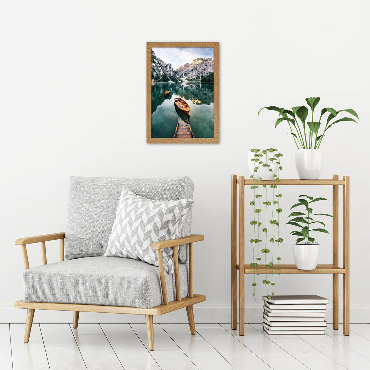 Americanflat hanging hardware enables vertical or horizontal wall mounting.