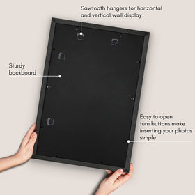 Americanflat hanging hardware supports vertical or horizontal wall layouts.